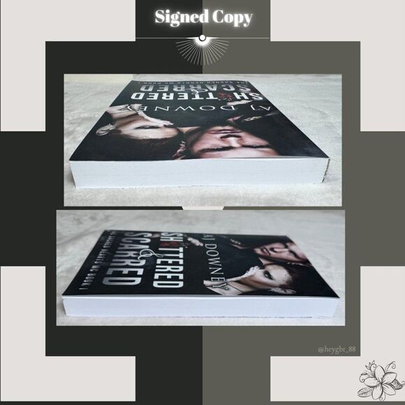 SIGNED Paperback "Shattered & Scarred" by AJ DOWNEY The Sacred Hearts MC Book 1 - Picture 5 of 6